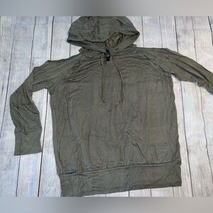 Sage Green Raw Hem Hooded Cold Shoulder Sweatshirt Size XL